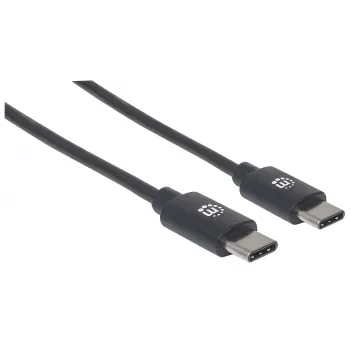 Cable Manhattan USB-C a USB-C, 2 m, conector macho a conector macho, negro, 480 Mbit/s (USB 2.0), 3 A, Hi-Speed USB, garantía de por vida, equivalente a USB2CC2M