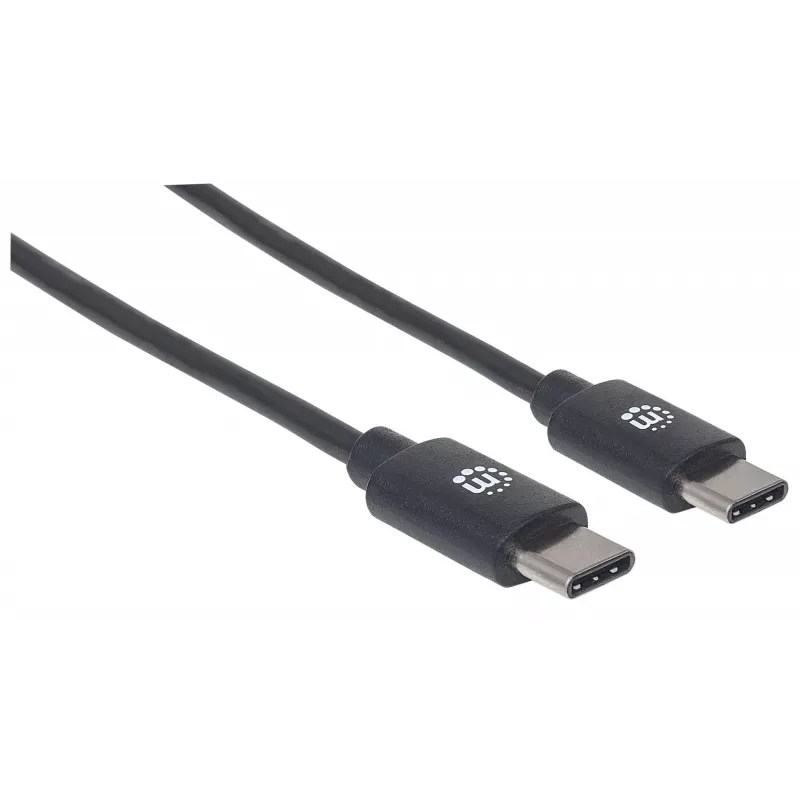 Cable Manhattan USB-C a USB-C, 2 m, conector macho a conector macho, negro, 480 Mbit/s (USB 2.0), 3 A, Hi-Speed USB, garantía de por vida, equivalente a USB2CC2M