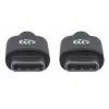 Cable Manhattan USB-C a USB-C, 2 m, conector macho a conector macho, negro, 480 Mbit/s (USB 2.0), 3 A, Hi-Speed USB, garantía de por vida, equivalente a USB2CC2M