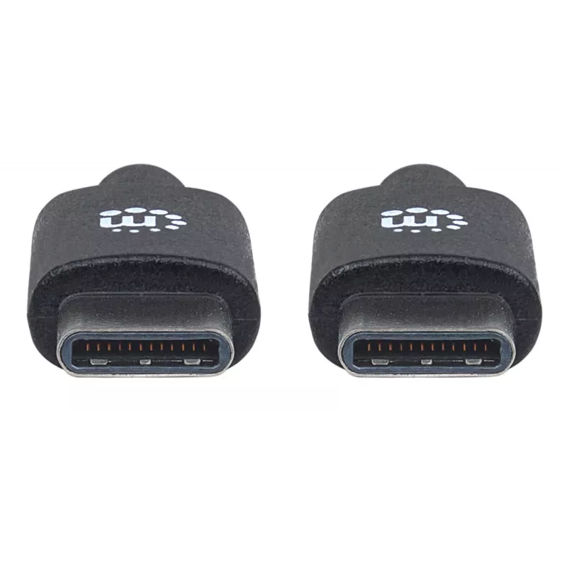 Cable Manhattan USB-C a USB-C, 2 m, conector macho a conector macho, negro, 480 Mbit/s (USB 2.0), 3 A, Hi-Speed USB, garantía de por vida, equivalente a USB2CC2M