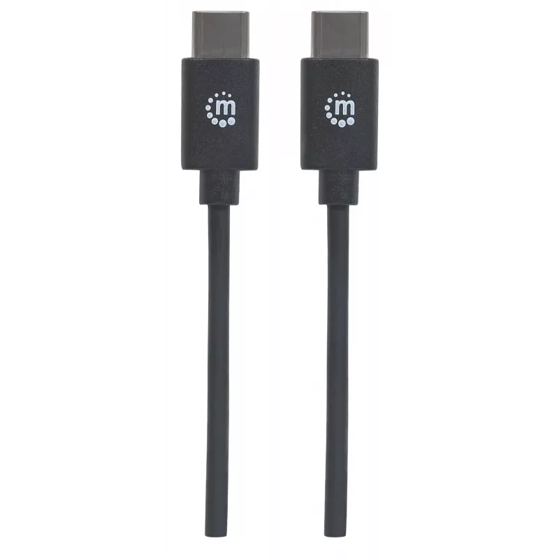 Cable Manhattan USB-C a USB-C, 2 m, conector macho a conector macho, negro, 480 Mbit/s (USB 2.0), 3 A, Hi-Speed USB, garantía de por vida, equivalente a USB2CC2M