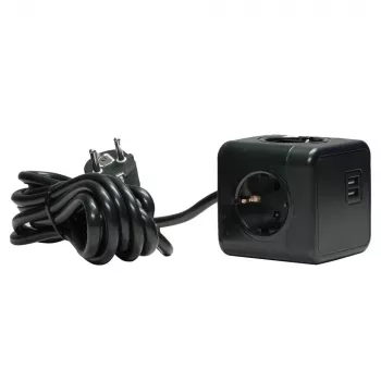 Microconnect GRUCUBE2USB-B3 alargador de corriente de 3 m 3 tomas AC para interior negro
