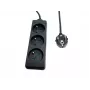Regleta de enchufes MicroConnect MC-PS030150FRB — Type francés, 3 tomas, regleta con protección contra sobretensiones