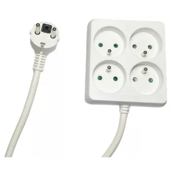 Microconnect MC-PSSQUARE040150FRW alargador de corriente de 1,5 m 4 tomas AC para interior blanco