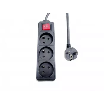 Microconnect MC-PSOO030150FRB alargador de corriente de 1,5 m 3 tomas AC para interior negro