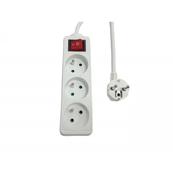 Regleta de enchufes MicroConnect MC-PSOO030150FRW 3 tomas con interruptores individuales de encendido/apagado
