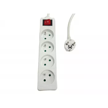 Regleta de enchufes MicroConnect MC-PSOO040500FRW — 4 tomas con interruptores individuales de encendido/apagado