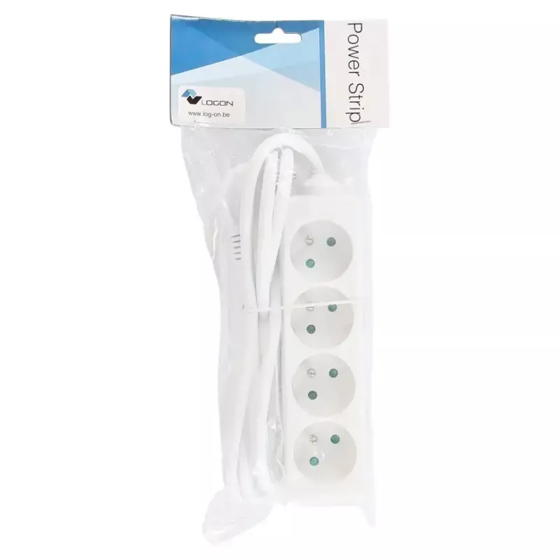 Regleta de alimentación LOGON LPS055 — cable de 1,5 m, 4 tomas AC, 250 V, 3500 W, 64 A, blanco