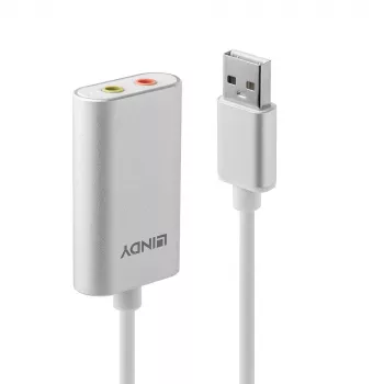 Convertidor de audio Lindy USB Type-A a convertidor de audio, plateado/blanco, 25 g