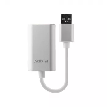 Convertidor de audio Lindy USB Type-A a convertidor de audio, plateado/blanco, 25 g