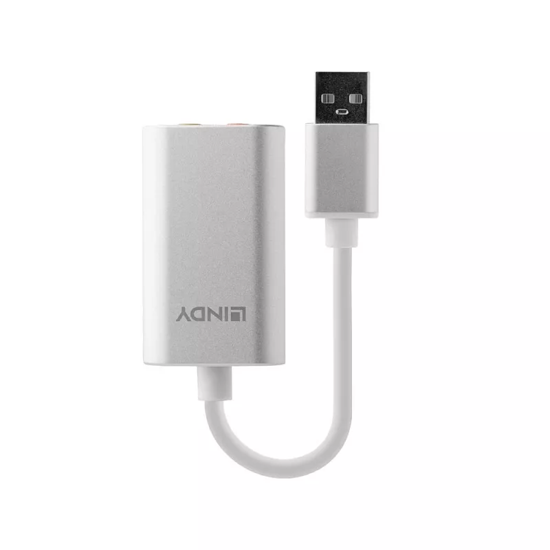 Convertidor de audio Lindy USB Type-A a convertidor de audio, plateado/blanco, 25 g