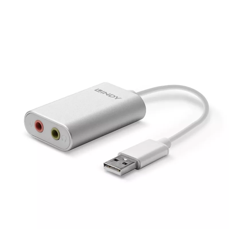 Convertidor de audio Lindy USB Type-A a convertidor de audio, plateado/blanco, 25 g