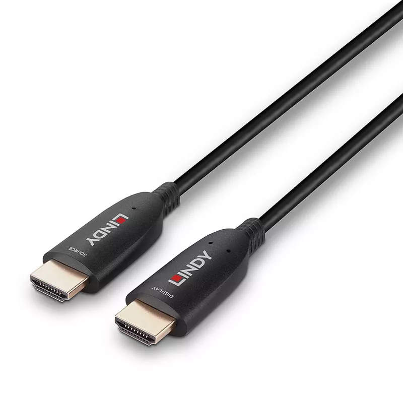 Cable HDMI híbrido de fibra óptica Lindy 40 m 8K60 48 Gbit/s Negro