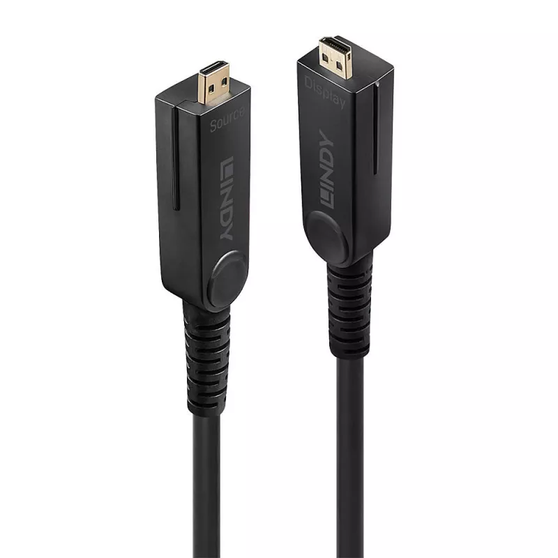 Cable micro-HDMI híbrido de fibra óptica Lindy 50 m 18G con conectores HDMI y DVI desmontables