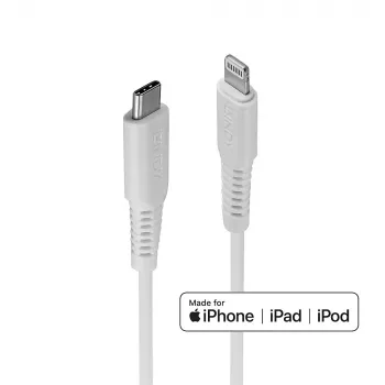 Cable USB Type-C a Lightning Lindy 0,5 m, blanco