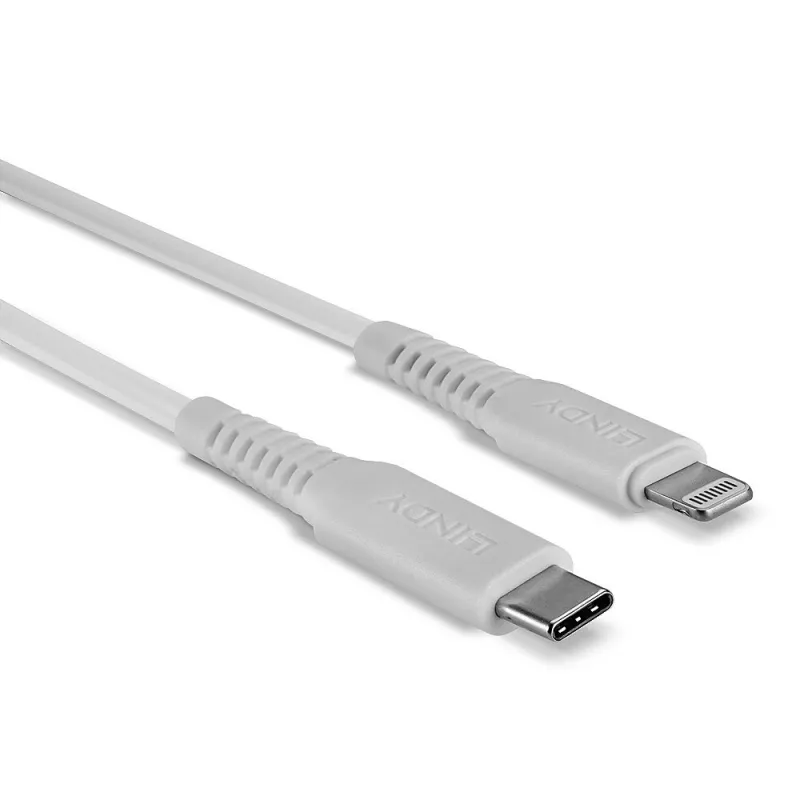 Cable USB Type-C a Lightning Lindy 0,5 m, blanco