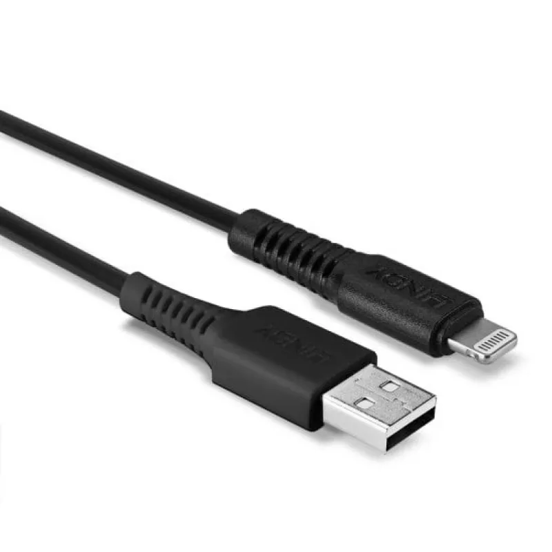 Cable USB a Lightning Lindy 1 m, negro