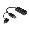 Convertidor Ethernet Gigabit Lindy USB 3.2 Gen 1 con cable USB Ethernet 5000 Mbit/s negro