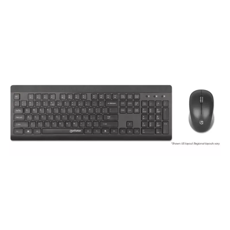Teclado Manhattan 180771 inalámbrico QWERTY negro ratón incluido