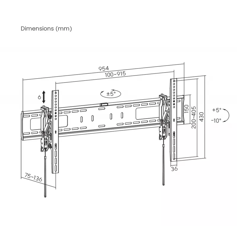 Manhattan 461863 soporte de pared para TV antirrobo, inclinable, extensible