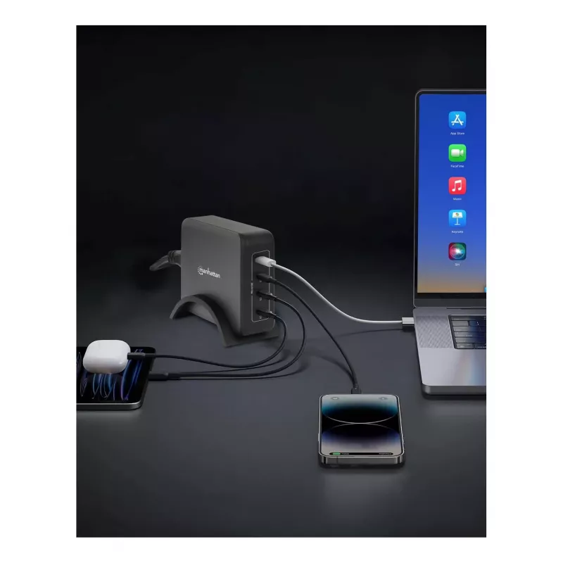 Manhattan 102667 estación de carga GaN USB Power Delivery de 4 puertos, 240 W