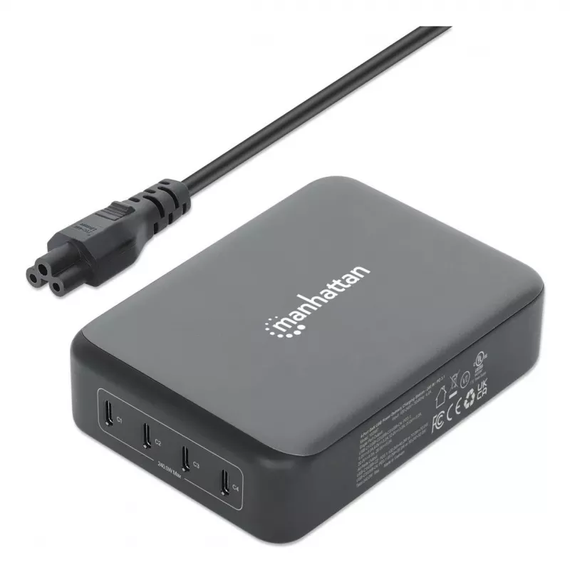 Manhattan 102667 estación de carga GaN USB Power Delivery de 4 puertos, 240 W