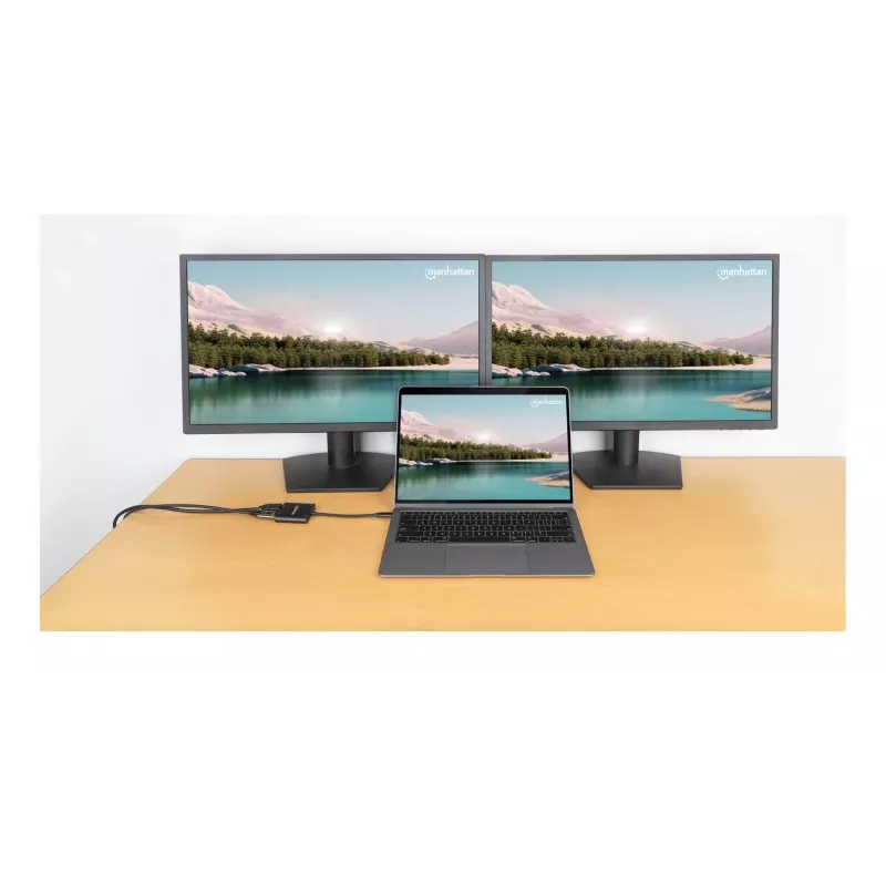 Adaptador multipuerto Manhattan 154321 USB Type-C a 2 HDMI USB-A Power Delivery 100 W