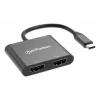 Adaptador multipuerto Manhattan 154321 USB Type-C a 2 HDMI USB-A Power Delivery 100 W