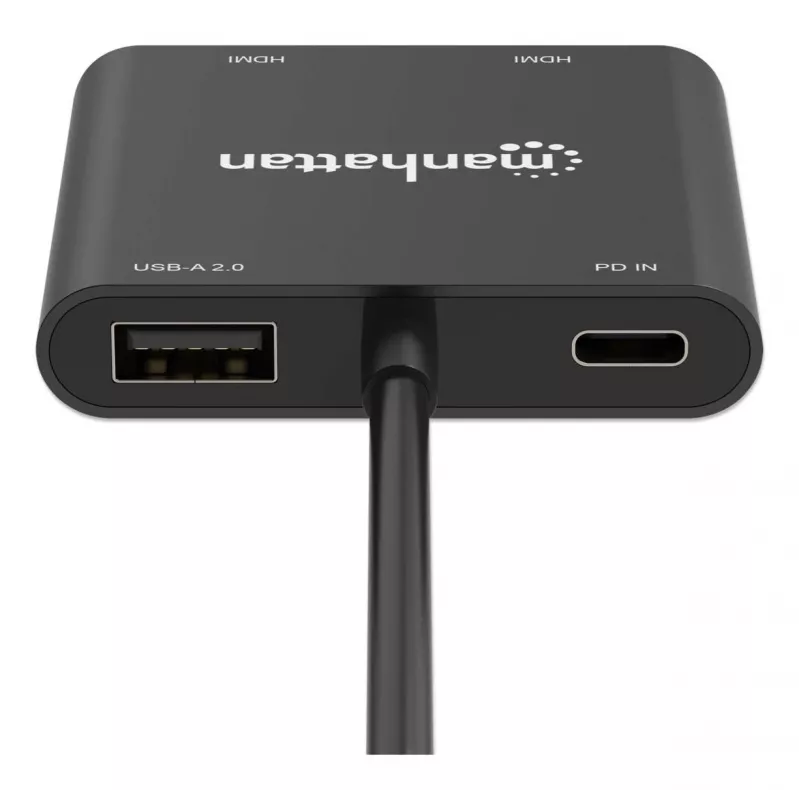 Adaptador multipuerto Manhattan 154321 USB Type-C a 2 HDMI USB-A Power Delivery 100 W