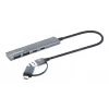 Dock/Hub combo USB-C y USB-A Manhattan 4 puertos 5 Gbps aluminio