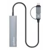 Dock/Hub combo USB-C y USB-A Manhattan 4 puertos 5 Gbps aluminio