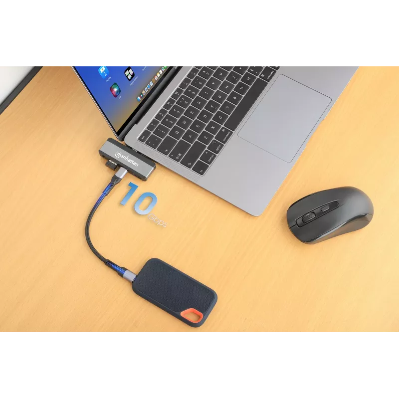 Dock de viaje USB-C Manhattan 190404 4 puertos HDMI USB-A USB-C 3,5 mm