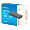 Conmutador HDMI 3x1 MANHATTAN 18G automático manual mando a distancia IR negro