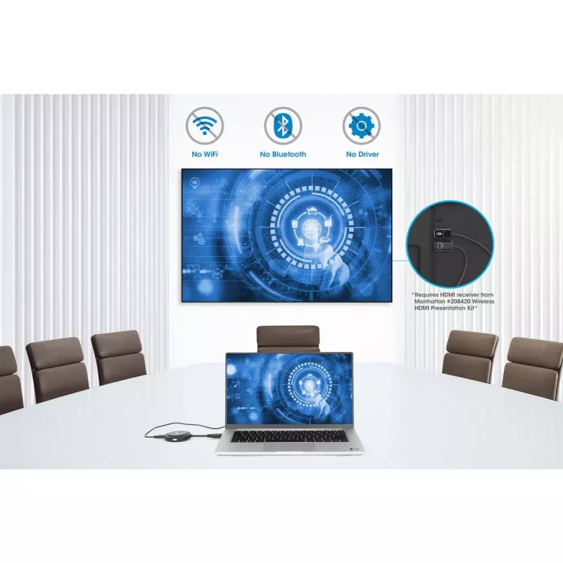 Transmisor AV Manhattan 208444 negro 1920x1080 30m inalámbrico USB-C