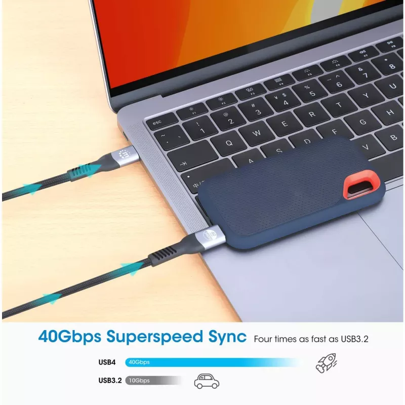 Cable USB-C macho a USB-C macho Manhattan 2m USB4 Gen 3x2 8K 60Hz