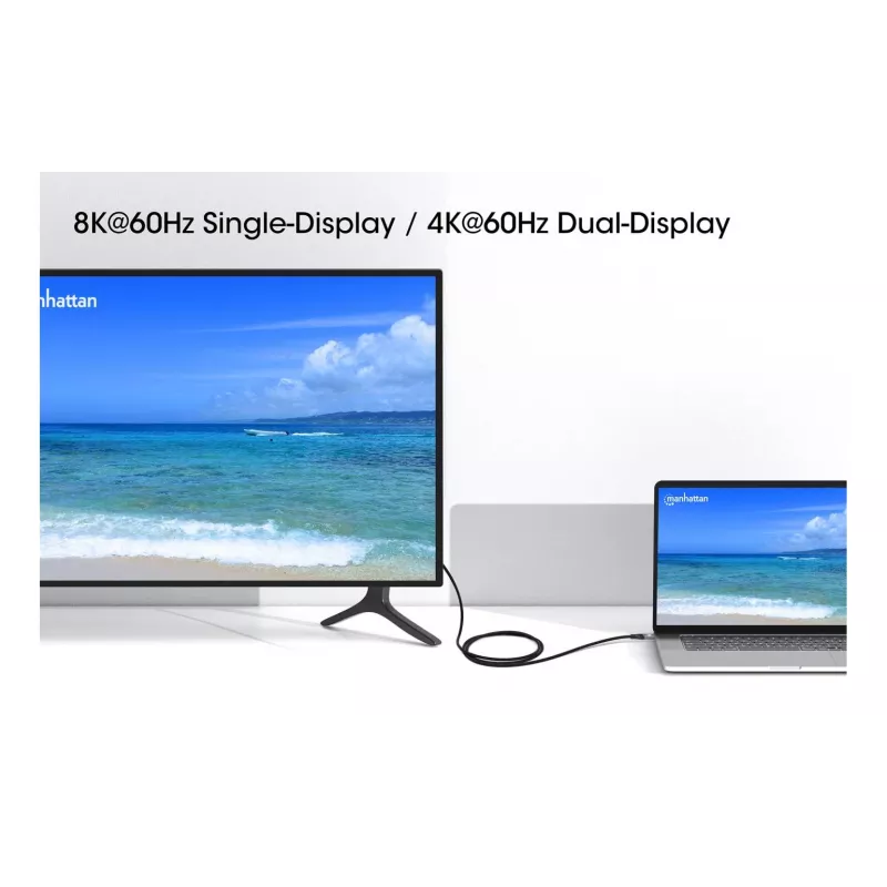 Cable USB-C macho a USB-C macho Manhattan 2m USB4 Gen 3x2 8K 60Hz