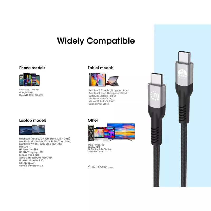 Cable USB-C macho a USB-C macho Manhattan 2m USB4 Gen 3x2 8K 60Hz