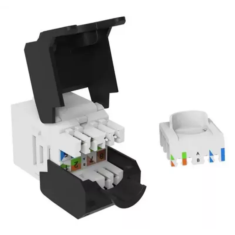 Conector hembra Keystone Cat.6A no blindado sin herramientas, EQUIP 769227, RJ-45, formato plano, blanco, 8 uds.