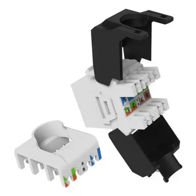 Conector hembra Keystone Cat.6A no blindado sin herramientas, EQUIP 769227, RJ-45, formato plano, blanco, 8 uds.