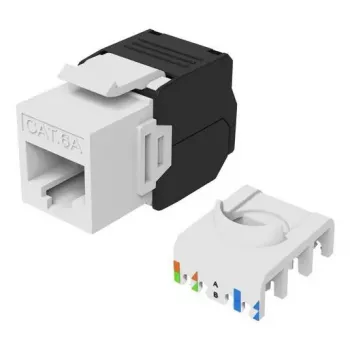 Conector hembra Keystone Cat.6A no blindado sin herramientas, EQUIP 769227, RJ-45, formato plano, blanco, 8 uds.