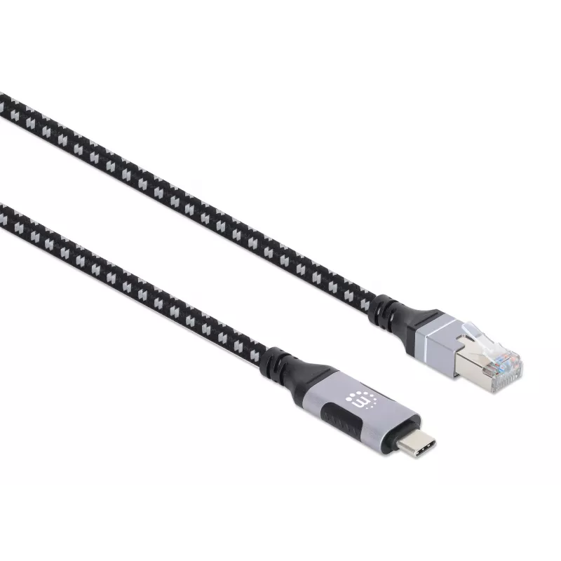Cable USB-C a Gigabit Ethernet RJ45 Manhattan 2m negro/plata