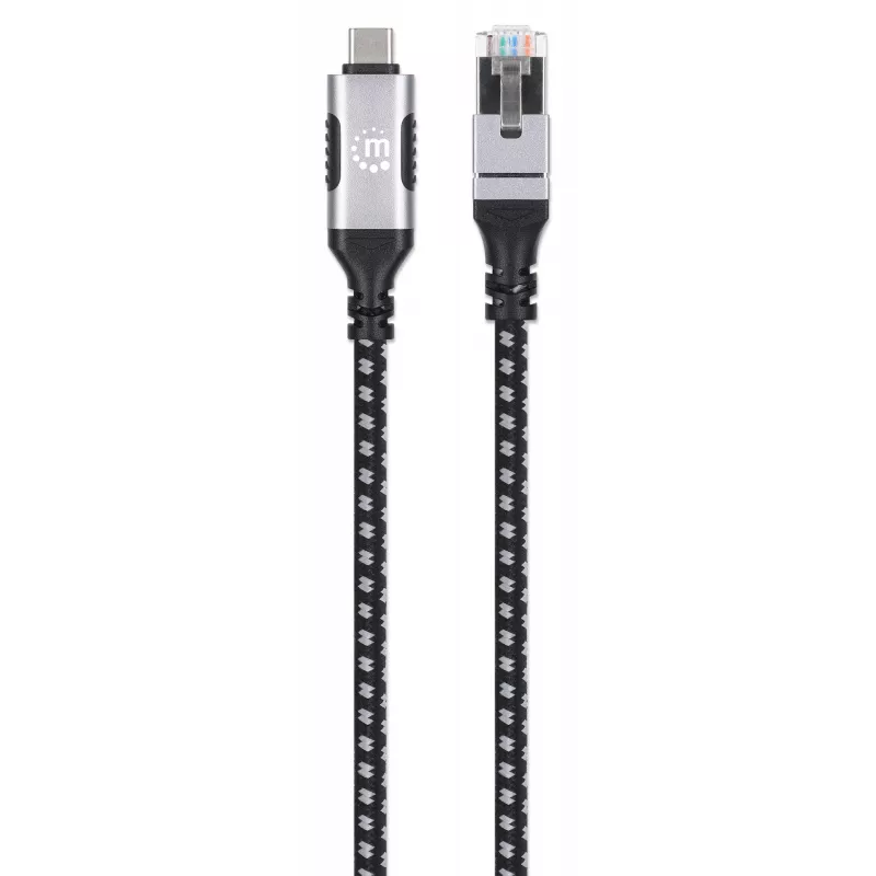 Cable USB-C a Gigabit Ethernet RJ45 Manhattan 2m negro/plata