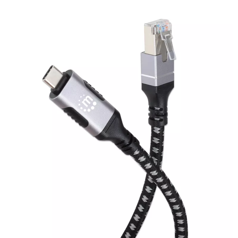 Cable USB-C a Gigabit Ethernet RJ45 Manhattan 2m negro/plata