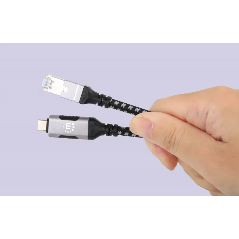 Cable USB-C a Gigabit Ethernet RJ45 Manhattan 2m negro/plata