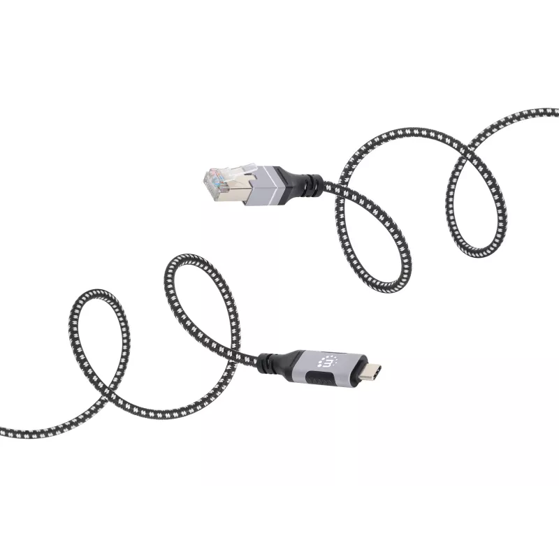 Cable USB-C a Gigabit Ethernet RJ45 Manhattan 2m negro/plata