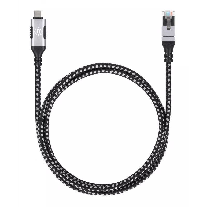 Cable USB-C a Gigabit Ethernet RJ45 Manhattan 2m negro/plata