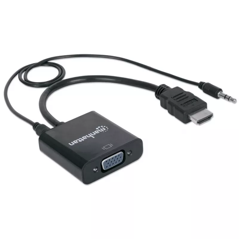 Manhattan 151559 Conversor de vídeo de HDMI a VGA con audio, negro