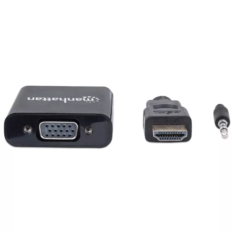 Manhattan 151559 Conversor de vídeo de HDMI a VGA con audio, negro