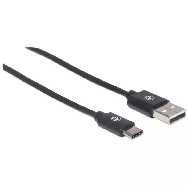 Cable USB-C a USB-A Manhattan, 1 m, macho a macho, negro, 480 Mbit/s (USB 2.0), Hi-Speed USB, garantía de por vida, equivalente a USB2AC1M