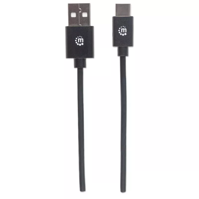 Cable USB-C a USB-A Manhattan, 1 m, macho a macho, negro, 480 Mbit/s (USB 2.0), Hi-Speed USB, garantía de por vida, equivalente a USB2AC1M